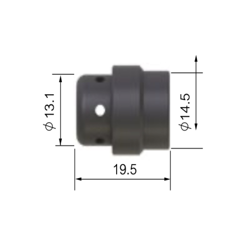 Teknisk ritning som visar en Gasspridare SGB 240 A / 240 W (MB24) med specifika mått: diameter 13,1 mm, diameter 14,5 mm och längd 19,5 mm.