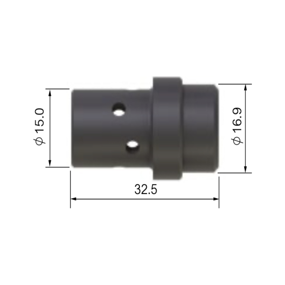 Teknisk ritning av en Gasspridare SGB 360 A (MB36) med olika märkta dimensioner, inklusive längder på 32,5, 15,0 och 16,9 enheter.