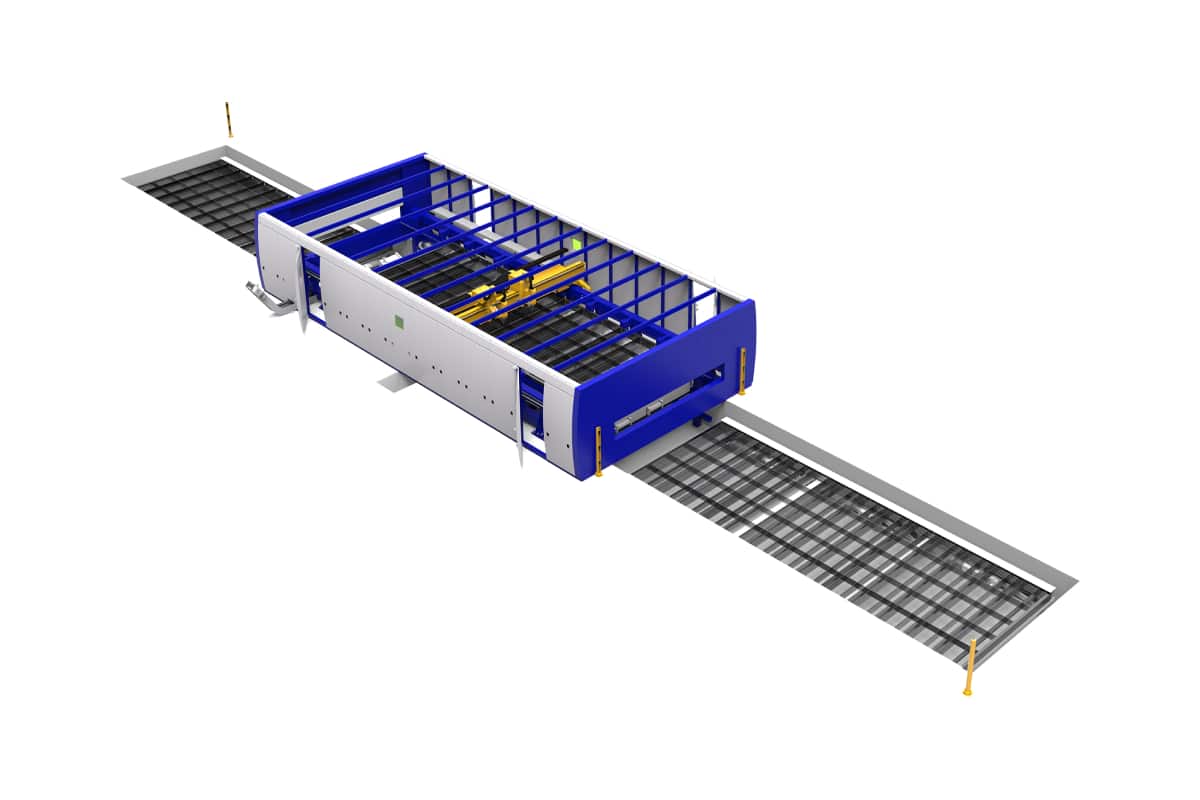 MSLoop – Fiberlaser med bord som passerar under maskinen, för materiaflöde i en riktning. Plåt in från ena hållet, detaljer ut på andra hållet.