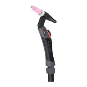 Ett TIG-paket Parker Suregrip One TIG SGT125 Multijust S-neck 125 A Gaskylt med ett rosa keramiskt munstycke, ett ergonomiskt handtag märkt "Suregrip" och en kontrollknapp.