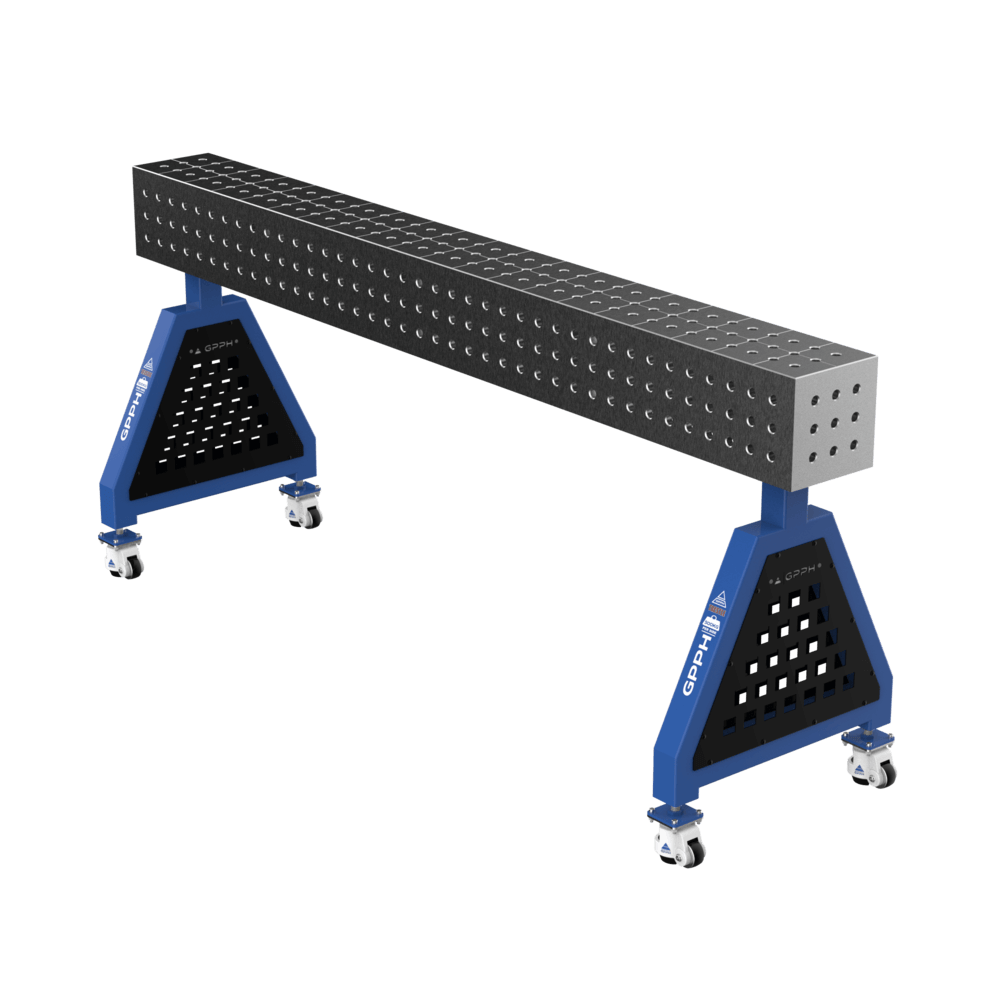 GPPH Svetsstöd TRESTLE PRO på hjul 2000x200x200 mm fi 16 mm rutnät 50x50 mm