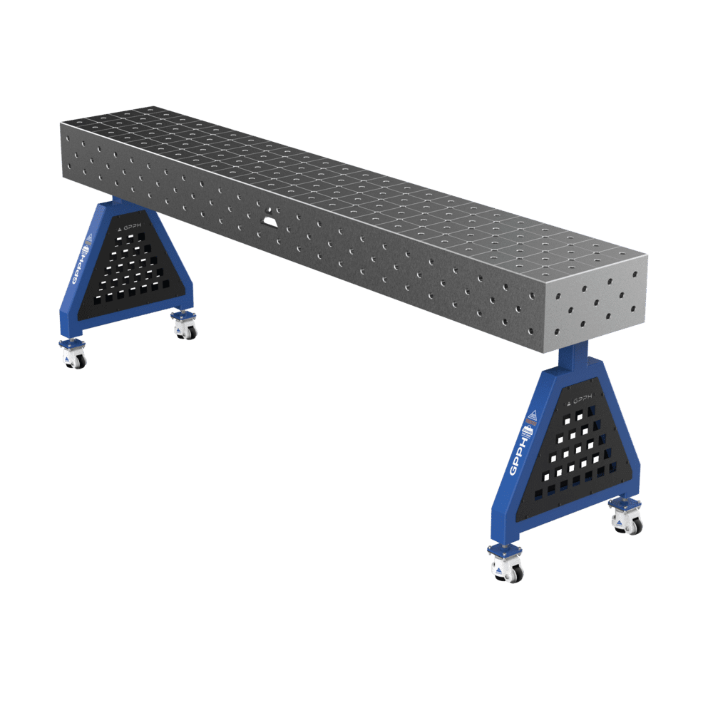 GPPH Svetsstöd TRESTLE PLUS på hjul 2400x400x200 mm fi 16 mm diagonalt rutnät