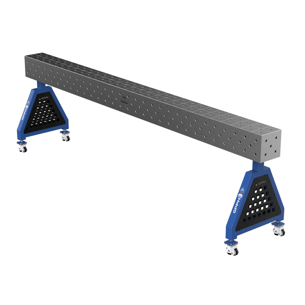 GPPH Svetsstöd TRESTLE PRO på hjul 3000x200x200 fi16 mm diagonalt rutnät
