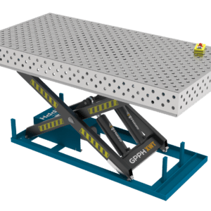 GPPH  Svetsbord PLUS INOX med hydrauliskt lyftsystem 2400x1200 mm fi16 mm diagonalt rutnät
