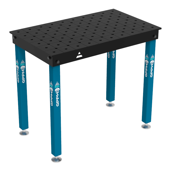 GPPH Svetsbord BASIC på fötter 1000x600 mm fi16 mm diagonalt rutnät