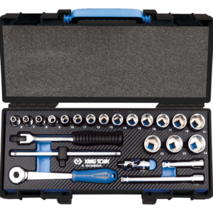 KINGTONY-3/8" Socket set metric size 6 point with accessories - 23 pcs