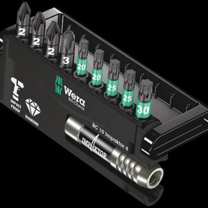 WERA Bit-Check 10 Impaktor 4 Bits-Assortment 897/4 Impaktor 1 x 1/4"x75;855/1 IMP DC 3 x PZ 2x25; 1